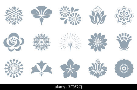 Ensemble d'icônes de fleurs. Éléments isolés pour la conception. Graphique vectoriel. Collection de fleurs Illustration de Vecteur