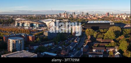 Stade Etihad, Co-op Live et panorama matinal de la skyline de Manchester City Banque D'Images