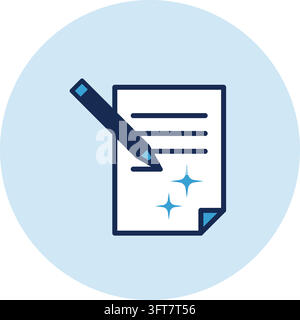 Icône isolée de business et de technologie : IA générative créant un texte Illustration de Vecteur