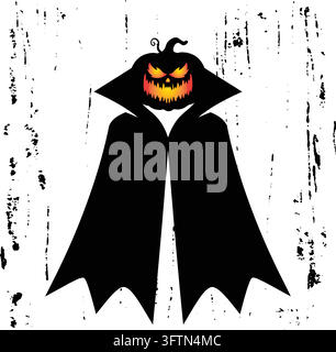 Capuche vampire Dracula citrouille effrayante Grunge Clipart Halloween Illustration de Vecteur