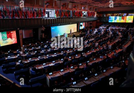 Rome. 16 oct. 2026. Photo prise le 16 oct. 2026 montrant une vue générale de la cérémonie de la Journée mondiale de l'alimentation au siège de l'Organisation des Nations unies pour l'alimentation et l'agriculture (FAO) à Rome. Crédit : Wang Kaiyan/Xinhua/Alamy Live News Banque D'Images