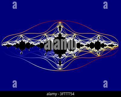 Conception fractale formant un motif abstrait complexe avec des lignes fluides sur un fond bleu Banque D'Images