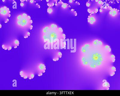 Rendu fractal abstrait avec des tourbillons géométriques complexes et des couleurs vives sur un arrière-plan numérique Banque D'Images