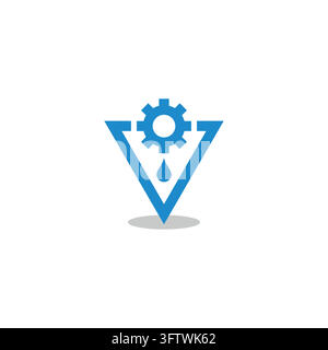 machine à engrenages d'eau triangle logo bleu vecteur Illustration de Vecteur
