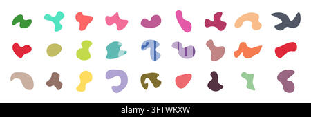 Collection de formes abstraites organiques en blob, Ensemble d'éléments amibe fluides modernes, Formes vectorielles abstraites liquides colorées pour le branding, la conception d'interface utilisateur et la créativité Illustration de Vecteur