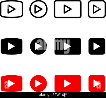 Icônes Play Button YouTube. Illustration de Vecteur