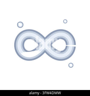 Ruban infini chromé avec bandes métalliques et un reflet lumineux, un symbole infini Y2K, illustration vectorielle. Illustration de Vecteur
