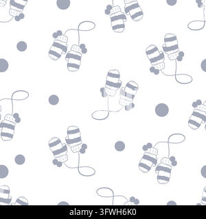 Motif vectoriel sans couture avec des mitaines d'hiver rayées en style art linéaire Illustration de Vecteur
