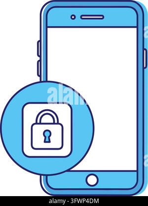 Téléphone mobile avec symbole de cadenas indiquant la sécurité et la protection de la vie privée. Illustration de Vecteur