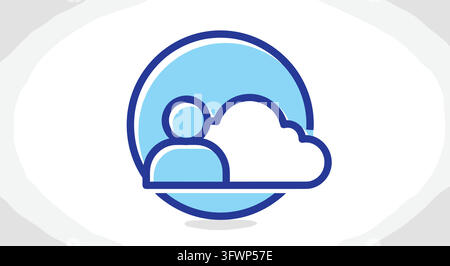Icône de profil utilisateur cloud dans des tons bleus pour les représentations de services de réseau numérique et de calcul. Illustration de Vecteur