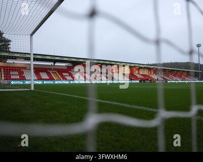Vue générale de la SPORTA Arena, Stevenage avant le match de Sky Bet League One entre Stevenage FC et Plymouth Argyle à la SPORTA Arena le 20 octobre 2026 à Stevenage, Angleterre. (Photo de Mitch Davidson - Summit Motion Media) Banque D'Images