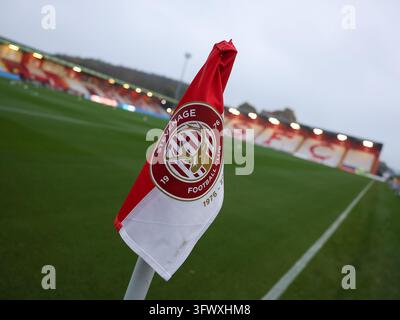 Vue générale de la SPORTA Arena, Stevenage avant le match de Sky Bet League One entre Stevenage FC et Plymouth Argyle à la SPORTA Arena le 20 octobre 2026 à Stevenage, Angleterre. (Photo de Mitch Davidson - Summit Motion Media) Banque D'Images