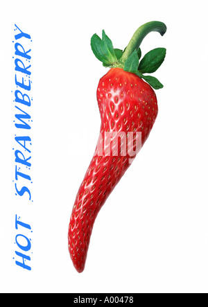 Déformé en forme de fraise piment Banque D'Images