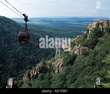 Gondel, Seilbahn, Schwebebahn, Hexentanzplatz-Plateau Kabinenseilbahn zwischen und der Stadt, Thale, Naturpark Harz, Sachsen-Anhalt Banque D'Images