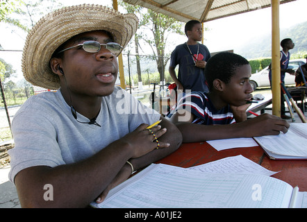 Score keepers pour un amateur de cricket, Jamaïque Banque D'Images