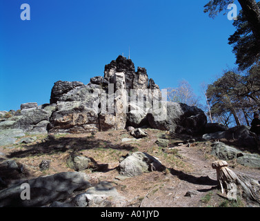 Felsformation Sandsteinruecken, Teufelsmauer, Blankenburg (Harz), Naturpark Harz, Sachsen-Anhalt Banque D'Images