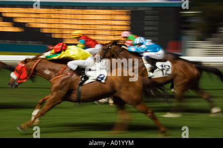 Course de chevaux au bord de l'hippodrome de Happy Valley Hong Kong Banque D'Images