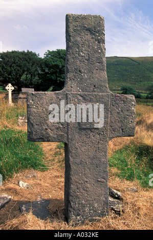 L'Irlande 10e siècle ruines celtiques haute croix de anneau attraction touristique de Dingle Banque D'Images