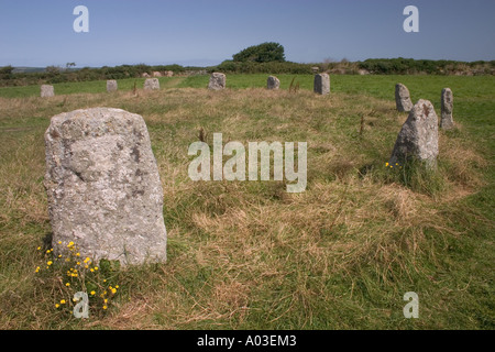 Merry Maidens Stone Circle Cornwall Banque D'Images