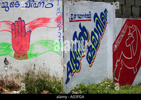 Trivandrum Kerala Inde Graffiti Politique Banque D'Images