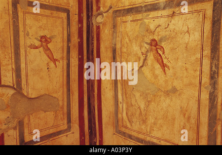 Conte de peintures sur les murs d'anciennes maisons d'habitation à Ephesos Izmir Turquie Banque D'Images