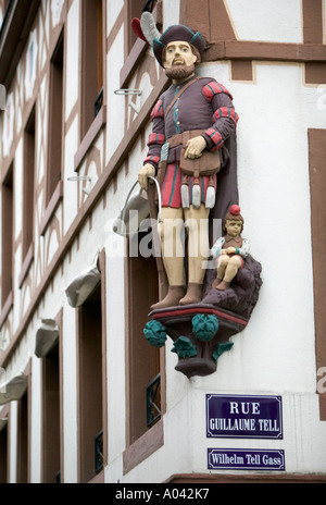 Statue de William Tell, Mulhouse, Alsace, France Banque D'Images