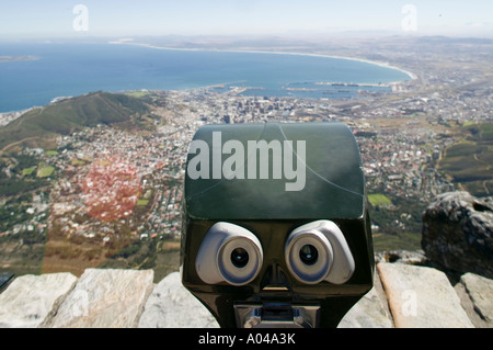 Cape Town Afrique du Sud Table Mountain National Park Observation Deck surplombant le centre-ville tentaculaire vue de sommet Banque D'Images