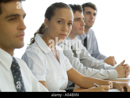 A meeting, focus on woman Banque D'Images