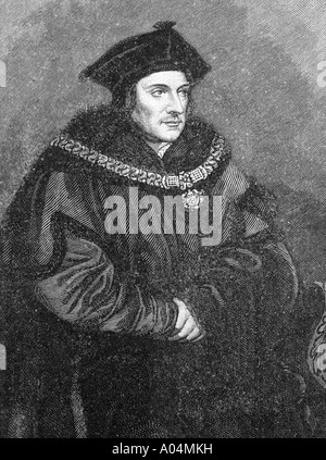 Sir Thomas More, 1478 - 1535. Homme d'État anglais, avocat auteur. Après un travail de Hans Holbein le jeune Banque D'Images