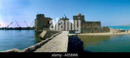 Sidon Liban Château de St Louis château des Croisés Gatehouse Cullis Port pont-levis garder & Port Banque D'Images