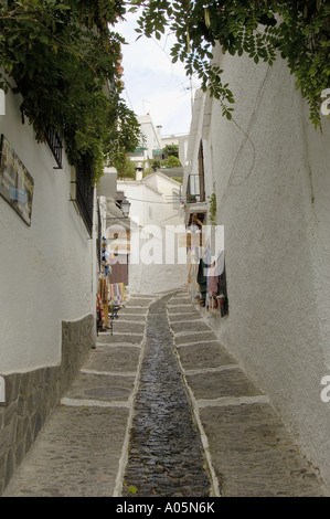 Calle tipica pueblo de Pampaneira la Alpujarra de Grenade Andalousie Espagne Banque D'Images