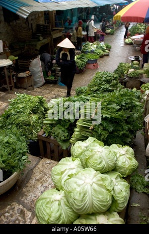 Nord-ouest du Vietnam Sapa matin vendeurs de légumes du marché Banque D'Images