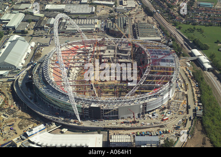 Vue aérienne du nouveau stade de Wembley en construction dans le Grand Londres Banque D'Images