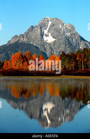 Mt Moran et le fleuve de serpent en automne Banque D'Images