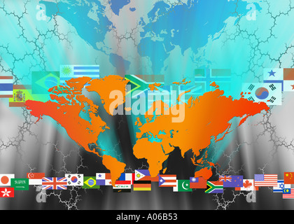 Carte du monde - world flags Banque D'Images