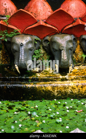 Sri Lanka Kandy fontaine elephant head décoration à Palais Royal Park Banque D'Images