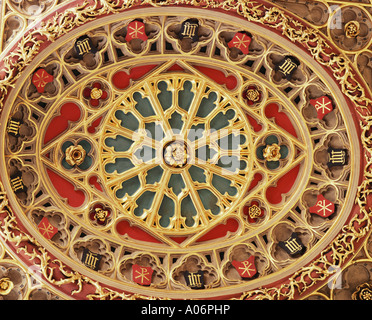 Détail de la décoration toit restauré de l'église St Mary Aldermary city de Londres Banque D'Images