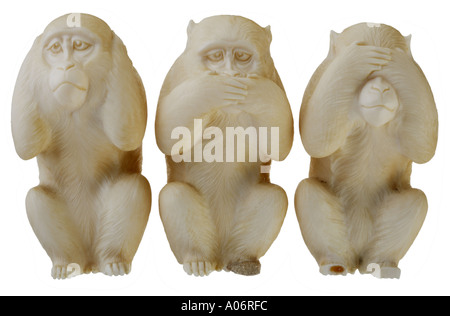 Les singes d'ivoire japonais Banque D'Images