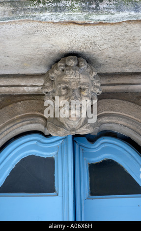 La Slovénie Piran Old Venetian Sculpture sur une porte Banque D'Images