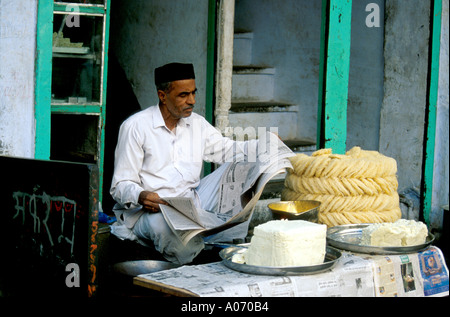 Food Vendor, Udaipur, Rajasthan, Inde Banque D'Images