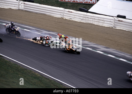 Crash World Superbike Brands Hatch ronde européenne Août 2000 Banque D'Images