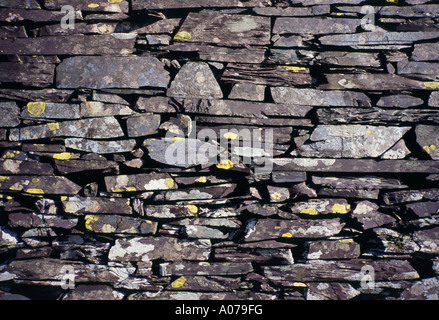 Détail de l'ardoise mur en pierre sèche Banque D'Images