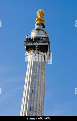 Le Monument à Pudding Lane marquant le Grand Incendie de Londres en 1666. Banque D'Images