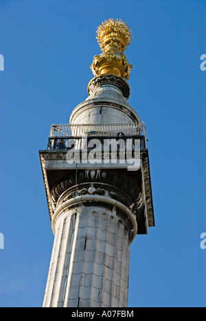 Le Monument à Pudding Lane marquant le Grand Incendie de Londres en 1666. Banque D'Images