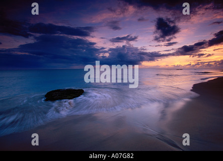 Plage, Coucher de soleil, Rincon, Porto Rico, Antilles Banque D'Images