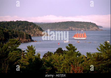 Quatre GOÉLETTE MÂT BAR HARBOR MAINE NOUVELLE ANGLETERRE USA Banque D'Images