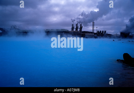 Eaux géothermiques au Blue Lagoon, près de Keflavik Reykjavik Islande Banque D'Images