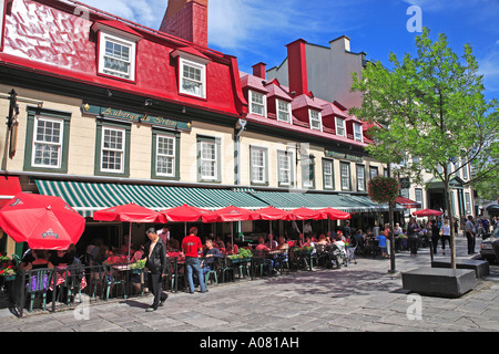 La ville de Québec, Restaurant, Place d'armes Banque D'Images