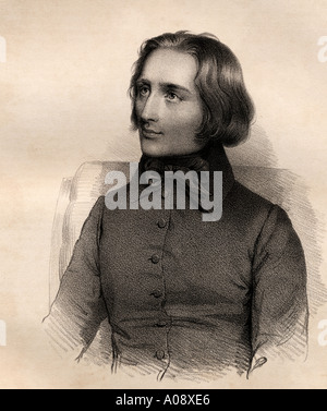 Franz Liszt, 1811 - 1886. Le compositeur hongrois, le pianiste virtuose, chef d'orchestre, arrangeur, professeur de musique et organiste. Banque D'Images