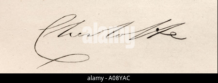 La signature de la princesse Charlotte Augusta de Galles, 1796 - 1817. Fille de George IV. Banque D'Images